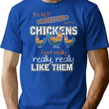 Farmer Farm Animal Chicken Funny T-Shirt for Men & Women, T-Shirts Graphic Tee - Blue