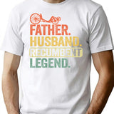 Father Husband Recumbent Legend Funny Recumbent Bike T-Shirt for Men & Women, T-Shirts Graphic Tee - White