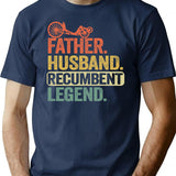 Father Husband Recumbent Legend Funny Recumbent Bike T-Shirt - Navy