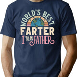 Father's Day Retro Dad World's Best Farter I Mean Father T-Shirt - Navy