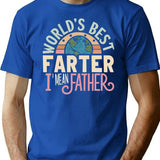 Father's Day Retro Dad World's Best Farter I Mean Father T-Shirt - Blue