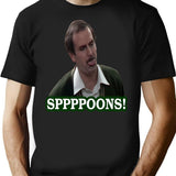 Fawlty Towers Sppppoons T-Shirt - Retro Graphic Tee for Men & Women - Black
