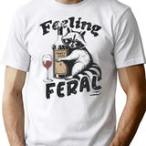 Feeling Feral Funny Raccoon T-Shirt - Sarcastic Humor Graphic Tee - White