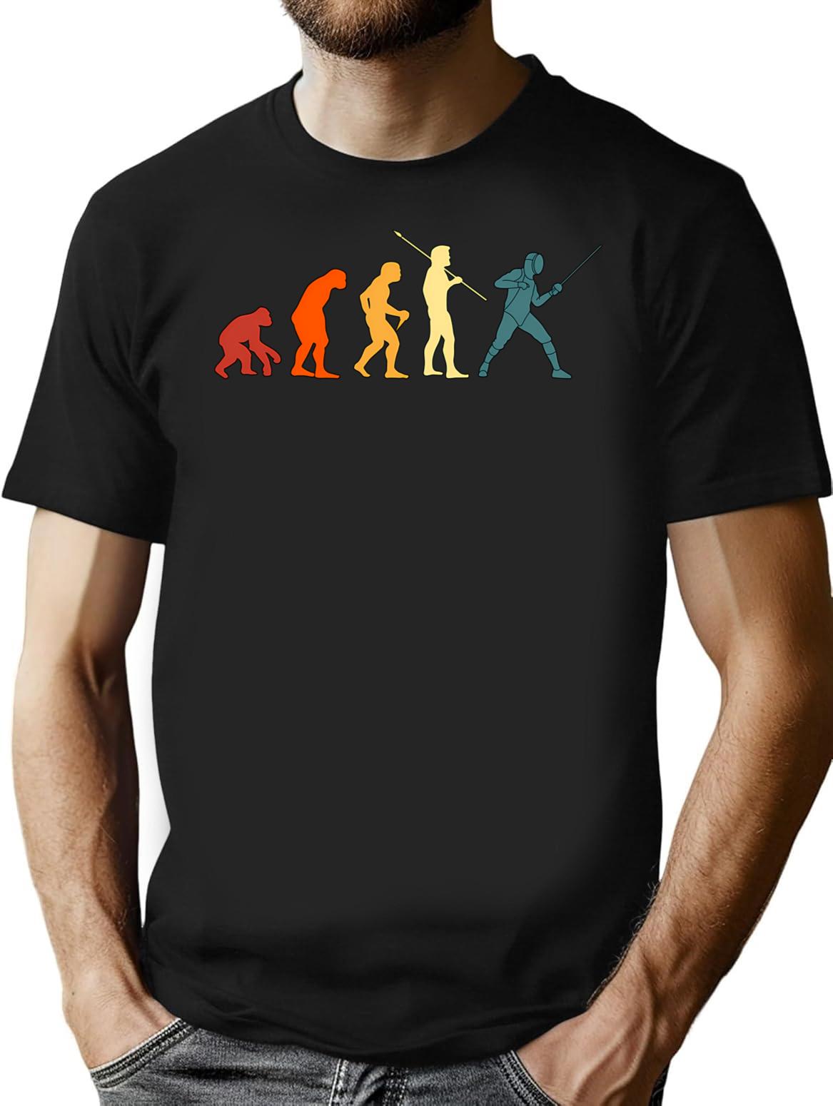 Fencing Fencing Retro Evolution Sword Sport Fencer T-Shirt - Black