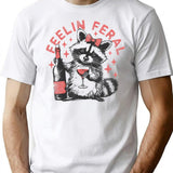 Feral Girl Summer Raccoon Feeling Feral Retro Vintage T-Shirt - White