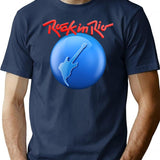 Festival Rock In Rio Brazil T-Shirt - Retro Graphic Tee for Men & Women - Navy