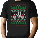 Festive Af Santa - Funny Ugly Christmas Sweater T-Shirt for Men & Women, T-Shirts Graphic Tee - Black