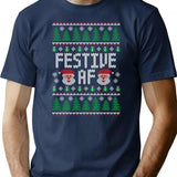 Festive Af Santa - Funny Ugly Christmas Sweater T-Shirt - Navy