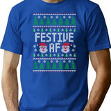 Festive Af Santa - Funny Ugly Christmas Sweater T-Shirt - Blue