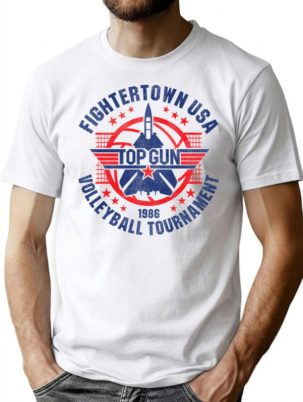 Fightertown Usa Volleyball Tournament Worn T-Shirt for Men & Women, T-Shirts Graphic Tee - White