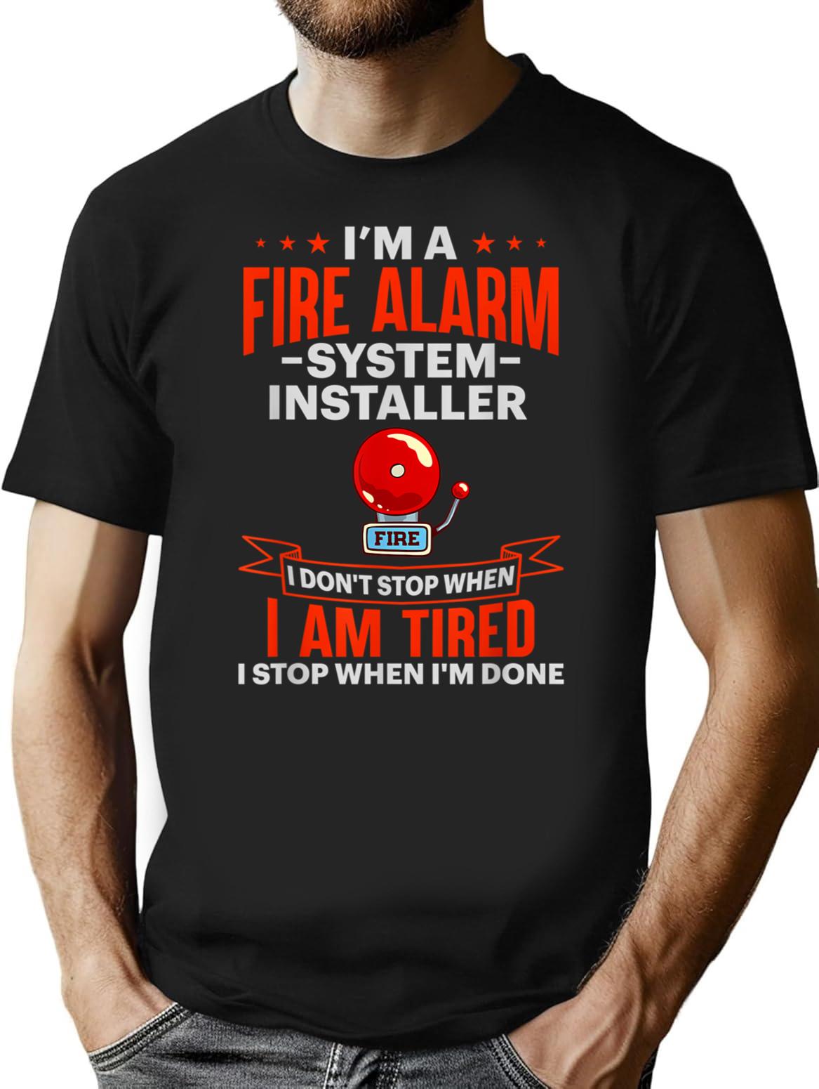Fire Alarm Installer Systems Technician House Detector T-Shirt - Black