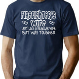 Firefighter's Wife T-Shirt - Retro Graphic Tee for Men & Women - Navy