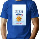 Fish Upon A Star T-Shirt - Retro Graphic Tee for Men & Women - Blue