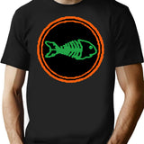 Fishbone Colour T-Shirt - Retro Graphic Tee for Men & Women - Black
