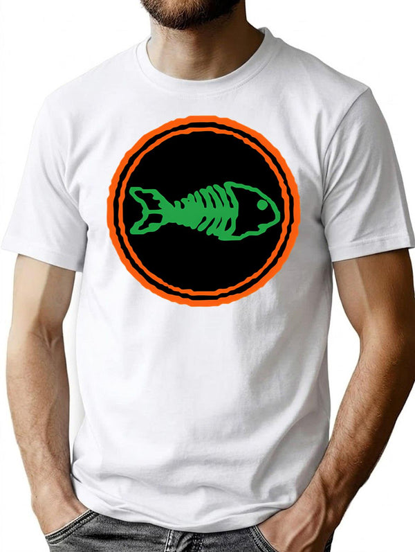 Fishbone Colour T-Shirt for Men & Women, T-Shirts Graphic Tee - White