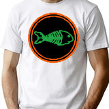 Fishbone Colour T-Shirt - Retro Graphic Tee for Men & Women - White