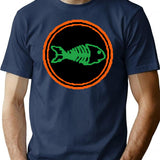 Fishbone Colour T-Shirt - Retro Graphic Tee for Men & Women - Navy