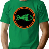 Fishbone Colour T-Shirt - Retro Graphic Tee for Men & Women - Green