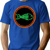 Fishbone Colour T-Shirt - Retro Graphic Tee for Men & Women - Blue
