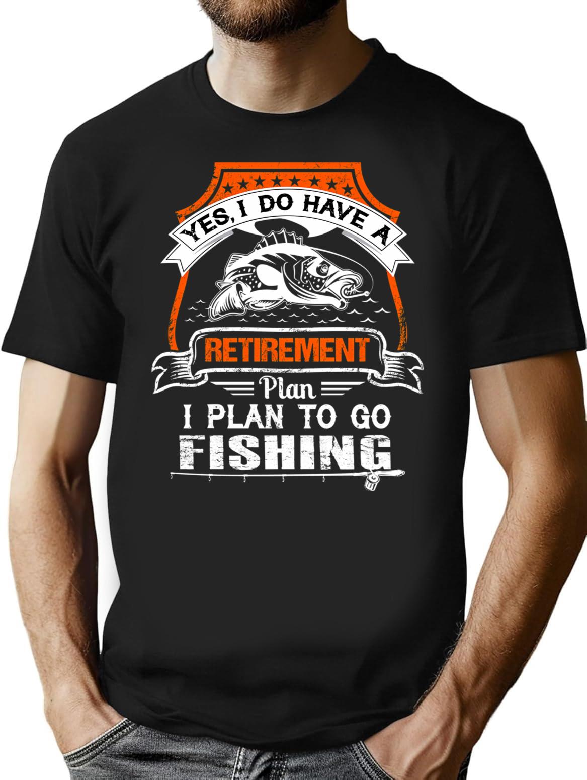 Fishing Retirement Plan Funny Fishing Humour T-Shirt - Black