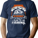 Fishing Retirement Plan Funny Fishing Humour T-Shirt - Navy