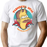 Flanders Hell T-Shirt - Retro Graphic Tee for Men & Women - White