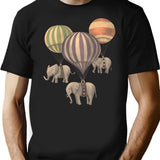 Flight Of The Elephants (option) T-Shirt - Retro Graphic Tee for Men & Women - Black