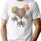 Flight Of The Elephants (option) T-Shirt - Retro Graphic Tee for Men & Women - White