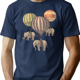 Flight Of The Elephants (option) T-Shirt - Retro Graphic Tee for Men & Women - Navy