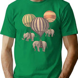 Flight Of The Elephants (option) T-Shirt - Retro Graphic Tee for Men & Women - Green