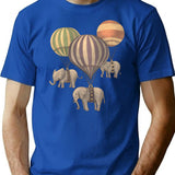 Flight Of The Elephants (option) T-Shirt - Retro Graphic Tee for Men & Women - Blue