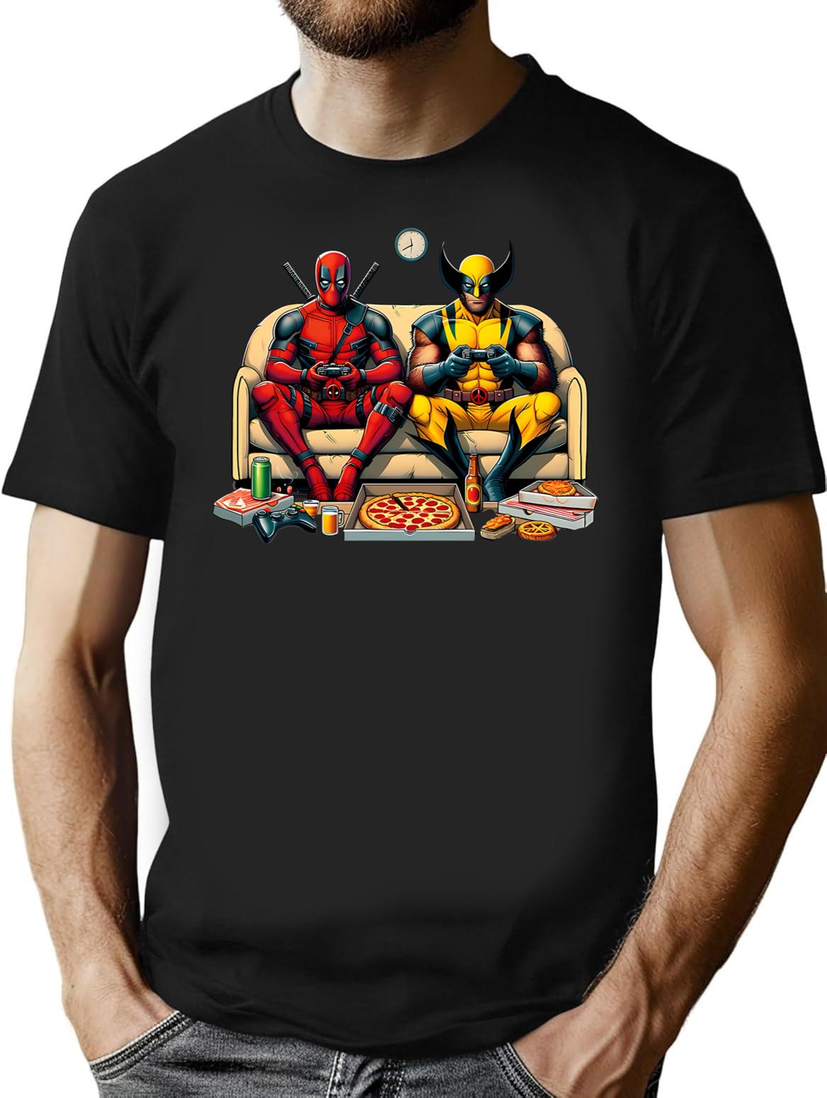 Flippant Ddeadpoolwolverine T-Shirt - Retro Graphic Tee for Men & Women - Black