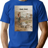 Flogging A Dead Horse T-Shirt - Retro Graphic Tee for Men & Women - Blue
