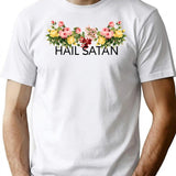 Floral Hail Satan T-Shirt for Men & Women, T-Shirts Graphic Tee - White