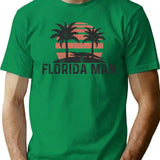 Florida Man State Funny Meme Vintage Palm Trees And Sunset Retro Sun T-Shirt for Men & Women, T-Shirts Graphic Tee - Green