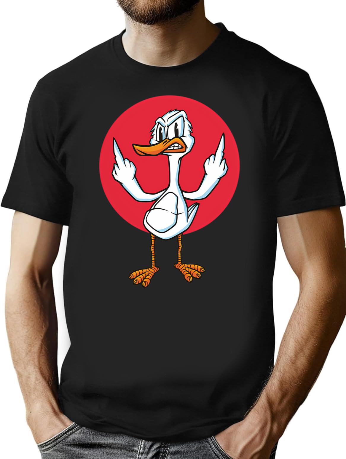 Fluck You Duck T-Shirt - Retro Graphic Tee for Men & Women - Black