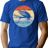 Fly Fishing Angler Vintage Retro Look Gift T-Shirt - Blue