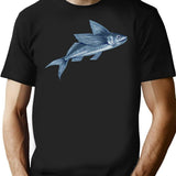 Flying Fish T-Shirt - Retro Graphic Tee for Men & Women - Black