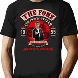Fonzy Custom Cycle Shop T-Shirt for Men & Women, T-Shirts Graphic Tee - Black