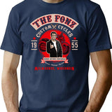Fonzy Custom Cycle Shop T-Shirt for Men & Women, T-Shirts Graphic Tee - Navy