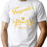Fonzy Motorcycle Repair Service Worn Out T-Shirt for Men & Women, T-Shirts Graphic Tee - White