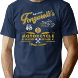 Fonzy Motorcycle Repair Service Worn Out T-Shirt for Men & Women, T-Shirts Graphic Tee - Navy