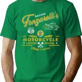 Fonzy Motorcycle Repair Service Worn Out T-Shirt for Men & Women, T-Shirts Graphic Tee - Green