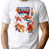 Food Fighters Action Figures Hd T-Shirt - Retro Graphic Tee for Men & Women - White