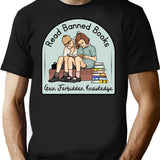 Forbidden Knowledge With Banned Books T-Shirt - Retro Graphic Tee for Men & Women - Black
