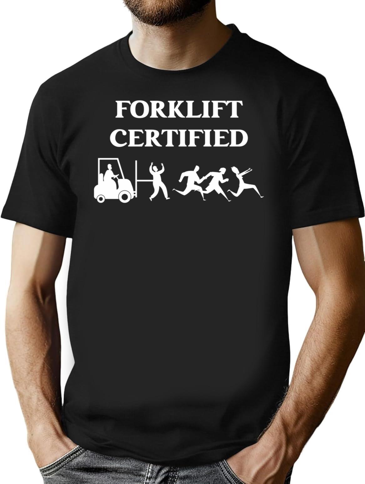 Forklift Certified Funny Forklift Retro Vintage T-Shirt - Black