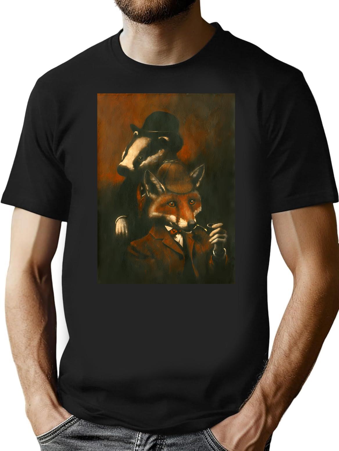 Fox And Badger Holmes And Watson T-Shirt - Black