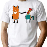 Fox And Chicken Funny T-shirt Design My Friend Funny T-shirt Gift Friends Wolf And Chicken Funny T-shirt. - White