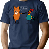 Fox And Chicken Funny T-shirt Design My Friend Funny T-shirt Gift Friends Wolf And Chicken Funny T-shirt. - Navy