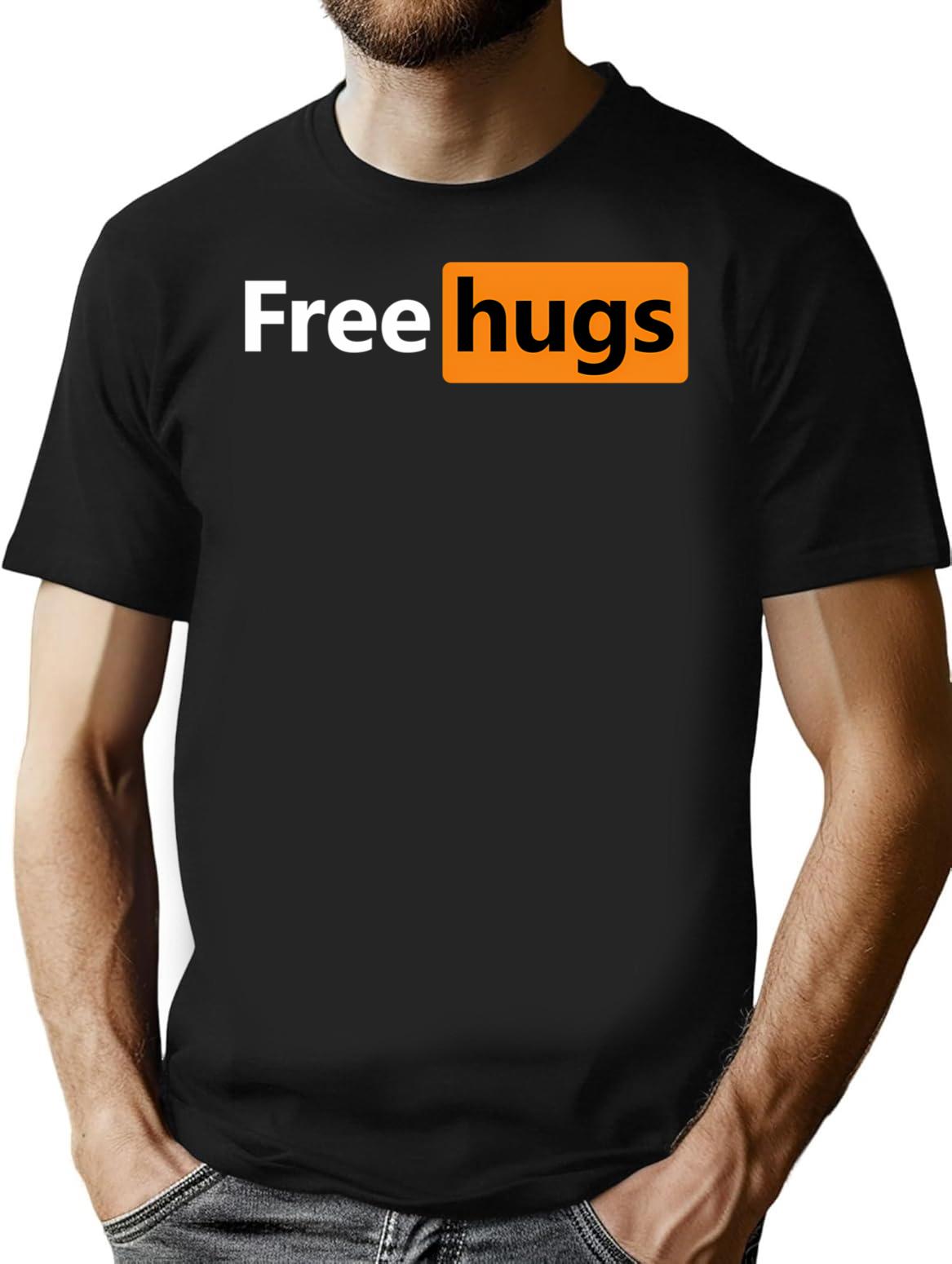 Free Hugs T-Shirt - Retro Graphic Tee for Men & Women - Black
